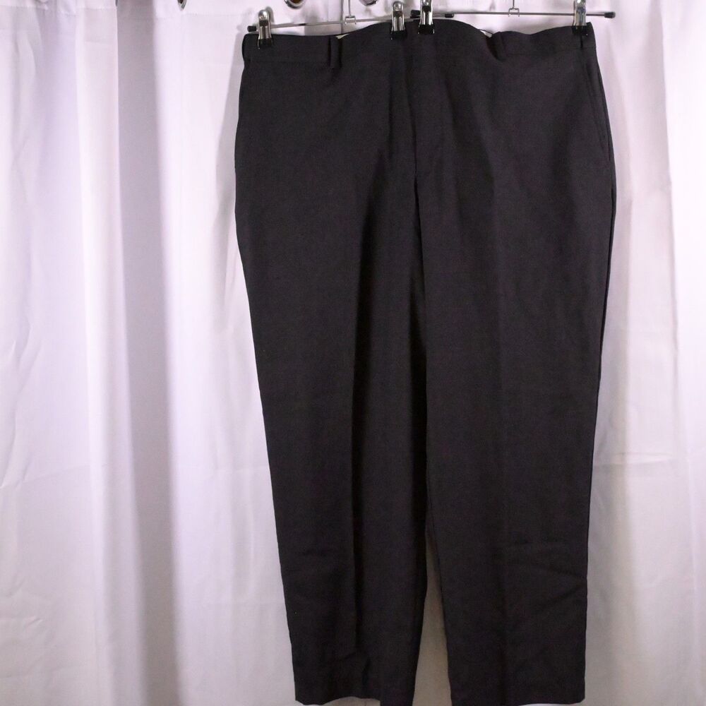 LL Bean Mens 42x28 Grey Flat Front Wool Comfort Waist Dress Pants Trousers Slack